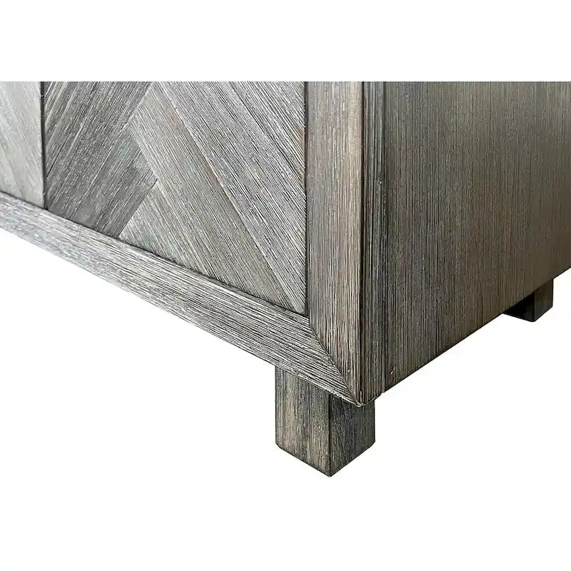 Meuble TV gris à 6 portes, style transitionnel, entièrement assemblé