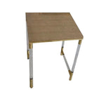 Tables gigognes marron et transparentes avec détails dorés, plateau en similicuir, lot de 3