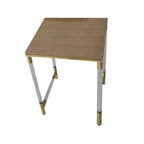Tables gigognes marron et transparentes avec détails dorés, plateau en similicuir, lot de 3