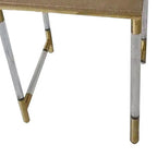 Tables gigognes marron et transparentes avec détails dorés, plateau en similicuir, lot de 3
