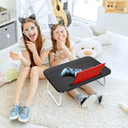 Table de lit pliable noire pour ordinateur portable avec porte-gobelet et porte-stylo, 1 utilisateur