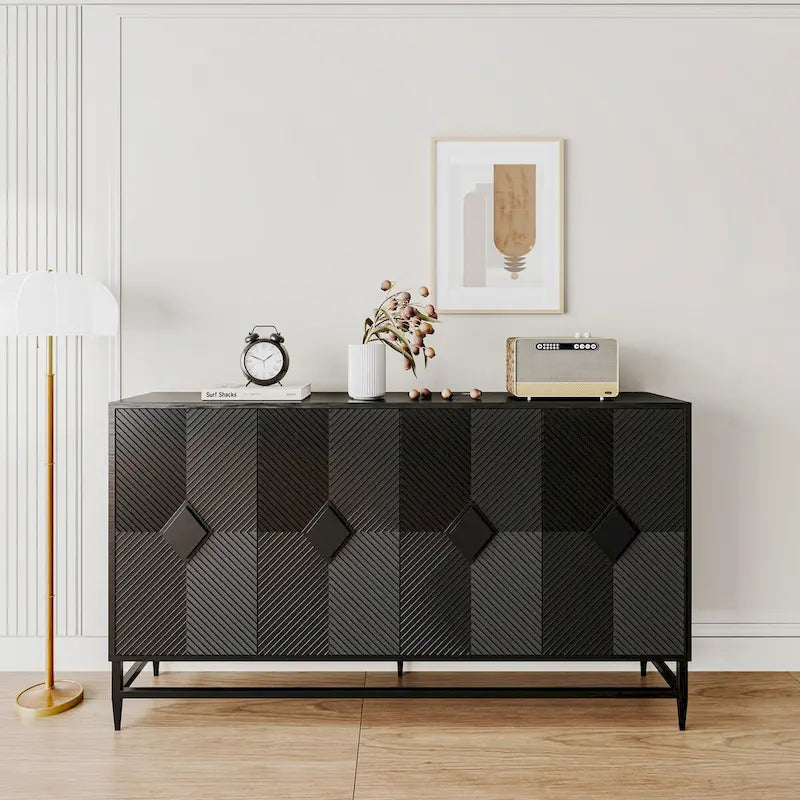 Bahut 4 portes noir (assemblage 1 personne)