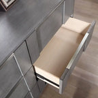 Ensemble de chambre à coucher 6 pièces avec plateforme de rangement et lumières LED, gris, très grand lit/grand lit