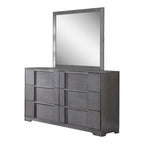 Ensemble de chambre à coucher 6 pièces avec plateforme de rangement et lumières LED, gris, très grand lit/grand lit