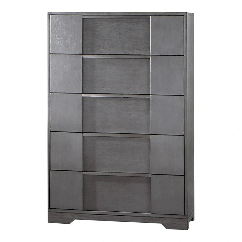 Ensemble de chambre à coucher 6 pièces avec plateforme de rangement et lumières LED, gris, très grand lit/grand lit