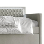 Lit de repos en velours bleu clair/gris avec lit gigogne, 2 places