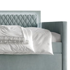 Lit de repos en velours bleu clair/gris avec lit gigogne, 2 places