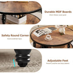 Table Basse Ronde à 2 Niveaux Marron, 1 Personne