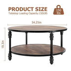 Table Basse Ronde à 2 Niveaux Marron, 1 Personne