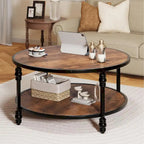 Table Basse Ronde à 2 Niveaux Marron, 1 Personne
