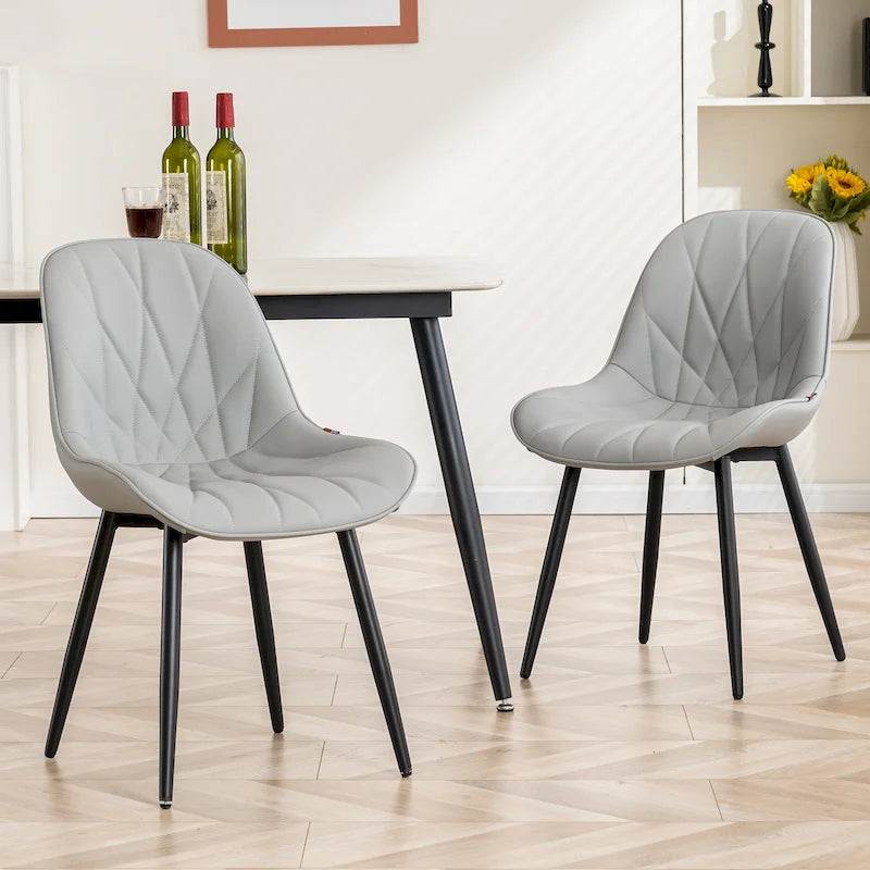 Chaise de salle à manger rembourrée, dossier mi-hauteur, lot de 2 – Gris / Blanc / Noir / Bleu / Marron / Kaki / Fauve / Vert avocat / Vert olive / Vert gris / Violet gris