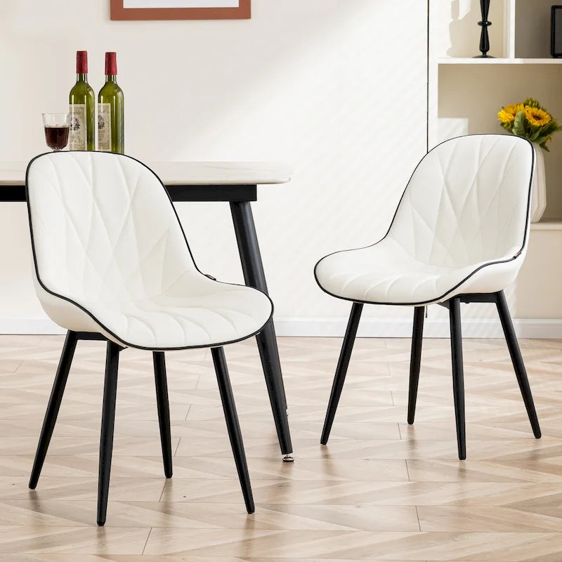 Chaise de salle à manger rembourrée, dossier mi-hauteur, lot de 2 – Gris / Blanc / Noir / Bleu / Marron / Kaki / Fauve / Vert avocat / Vert olive / Vert gris / Violet gris