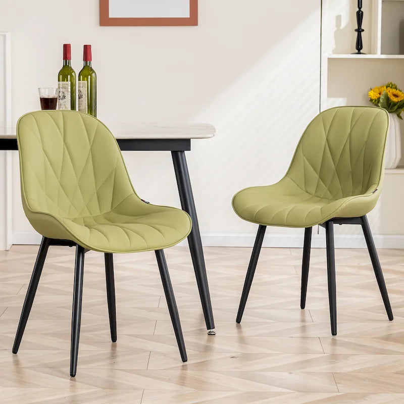 Chaise de salle à manger rembourrée, dossier mi-hauteur, lot de 2 – Gris / Blanc / Noir / Bleu / Marron / Kaki / Fauve / Vert avocat / Vert olive / Vert gris / Violet gris