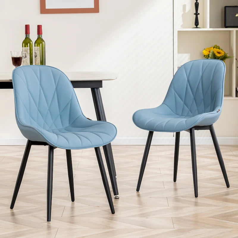 Chaise de salle à manger rembourrée, dossier mi-hauteur, lot de 2 – Gris / Blanc / Noir / Bleu / Marron / Kaki / Fauve / Vert avocat / Vert olive / Vert gris / Violet gris