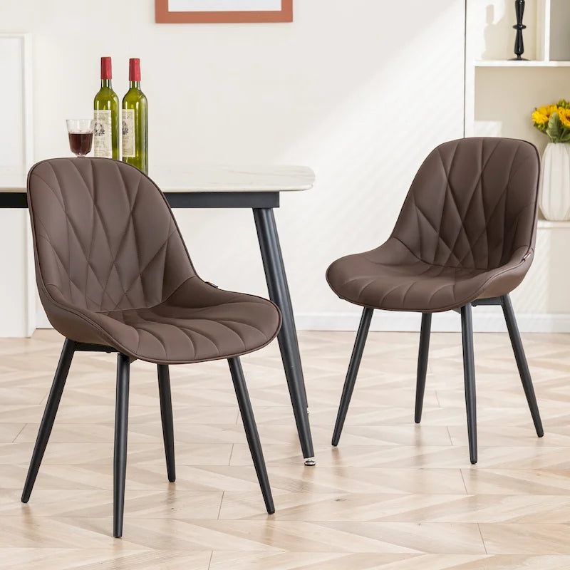 Chaise de salle à manger rembourrée, dossier mi-hauteur, lot de 2 – Gris / Blanc / Noir / Bleu / Marron / Kaki / Fauve / Vert avocat / Vert olive / Vert gris / Violet gris
