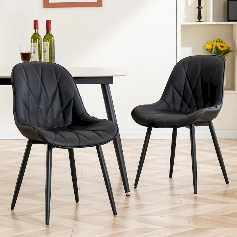 Chaise de salle à manger rembourrée, dossier mi-hauteur, lot de 2 – Gris / Blanc / Noir / Bleu / Marron / Kaki / Fauve / Vert avocat / Vert olive / Vert gris / Violet gris