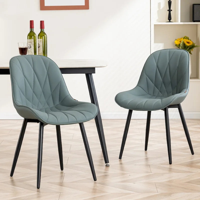 Chaise de salle à manger rembourrée, dossier mi-hauteur, lot de 2 – Gris / Blanc / Noir / Bleu / Marron / Kaki / Fauve / Vert avocat / Vert olive / Vert gris / Violet gris