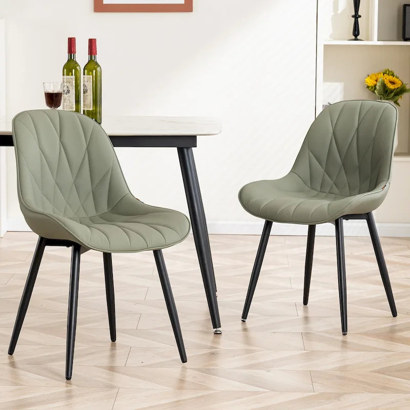 Chaise de salle à manger rembourrée, dossier mi-hauteur, lot de 2 – Gris / Blanc / Noir / Bleu / Marron / Kaki / Fauve / Vert avocat / Vert olive / Vert gris / Violet gris