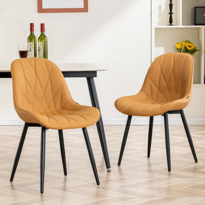 Chaise de salle à manger rembourrée, dossier mi-hauteur, lot de 2 – Gris / Blanc / Noir / Bleu / Marron / Kaki / Fauve / Vert avocat / Vert olive / Vert gris / Violet gris