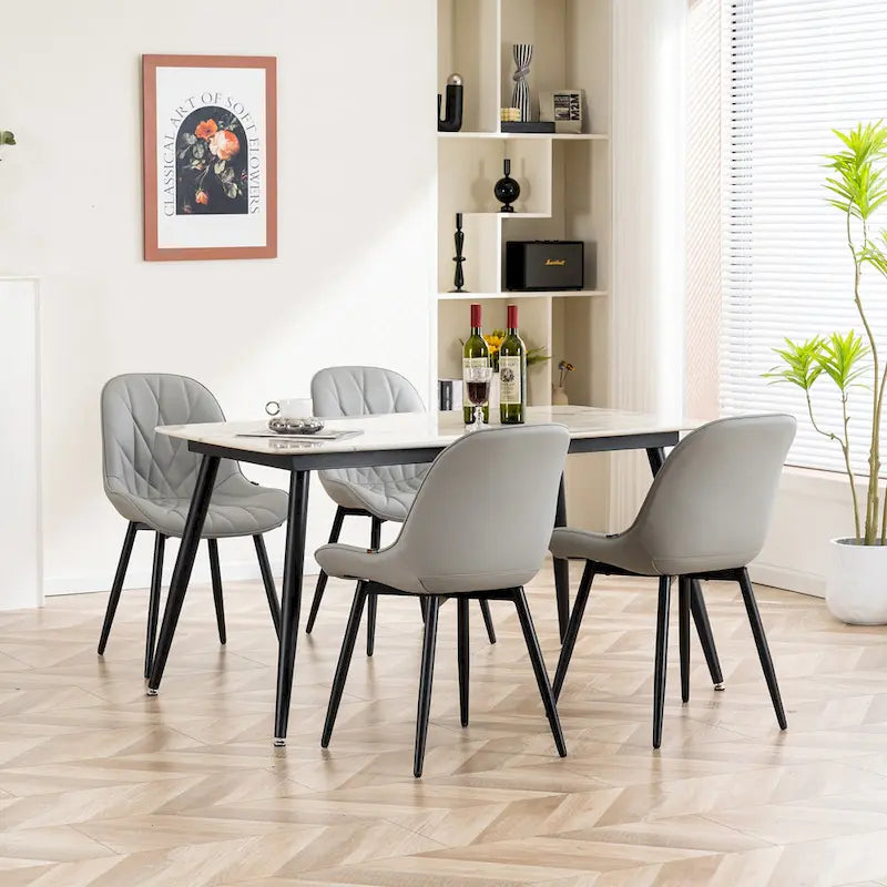 Chaise de salle à manger rembourrée, dossier mi-hauteur, lot de 2 – Gris / Blanc / Noir / Bleu / Marron / Kaki / Fauve / Vert avocat / Vert olive / Vert gris / Violet gris