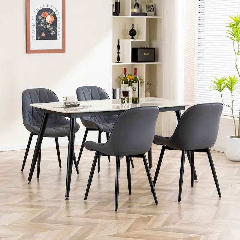 Chaise de salle à manger rembourrée, dossier mi-hauteur, lot de 2 – Gris / Blanc / Noir / Bleu / Marron / Kaki / Fauve / Vert avocat / Vert olive / Vert gris / Violet gris