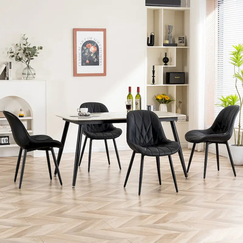 Chaise de salle à manger rembourrée, dossier mi-hauteur, lot de 2 – Gris / Blanc / Noir / Bleu / Marron / Kaki / Fauve / Vert avocat / Vert olive / Vert gris / Violet gris