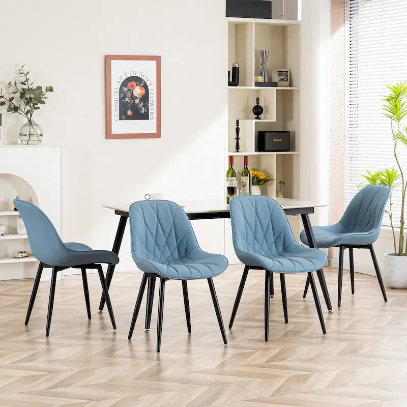 Chaise de salle à manger rembourrée, dossier mi-hauteur, lot de 2 – Gris / Blanc / Noir / Bleu / Marron / Kaki / Fauve / Vert avocat / Vert olive / Vert gris / Violet gris