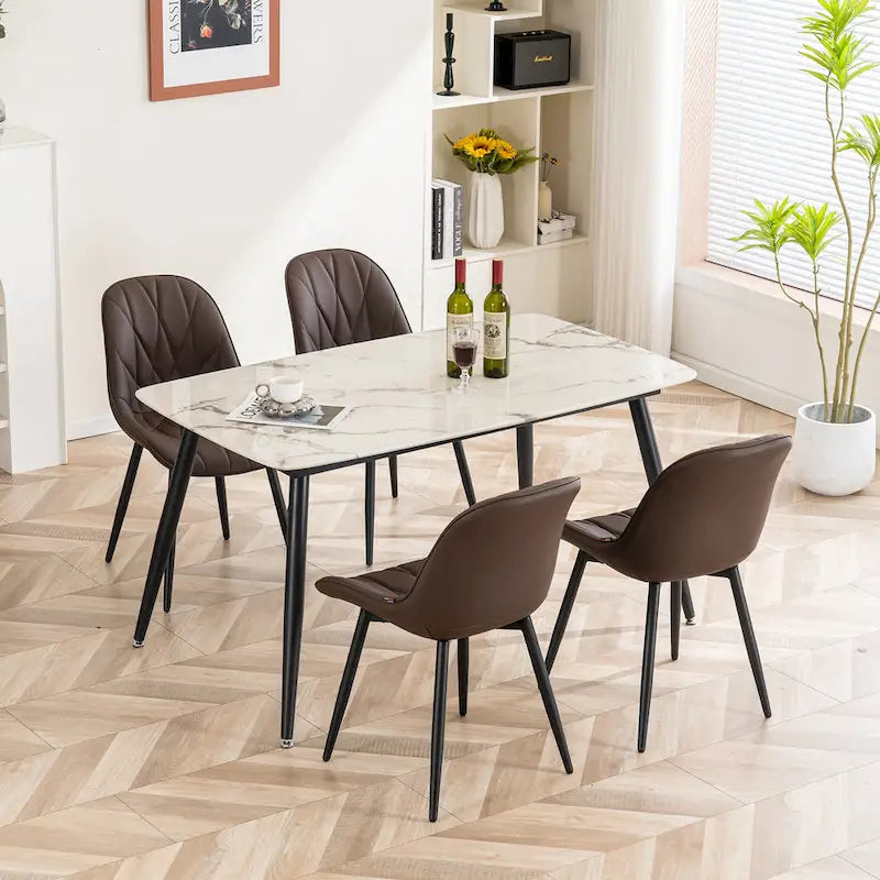 Chaises de salle à manger rembourrées, dossier mi-hauteur, lot de 2 – Gris / Blanc / Noir / Bleu / Marron / Kaki / Fauve / Vert avocat / Vert olive / Vert gris / Violet gris