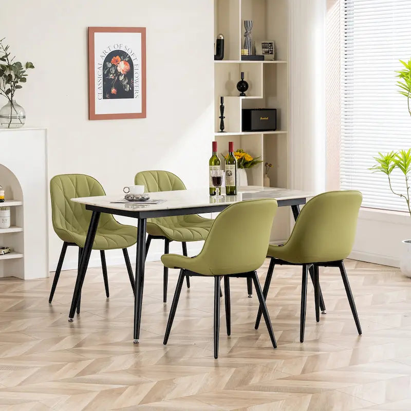 Chaises de salle à manger rembourrées, dossier mi-hauteur, lot de 2 – Gris / Blanc / Noir / Bleu / Marron / Kaki / Fauve / Vert avocat / Vert olive / Vert gris / Violet gris