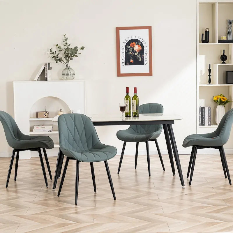 Chaises de salle à manger rembourrées, dossier mi-hauteur, lot de 2 – Gris / Blanc / Noir / Bleu / Marron / Kaki / Fauve / Vert avocat / Vert olive / Vert gris / Violet gris