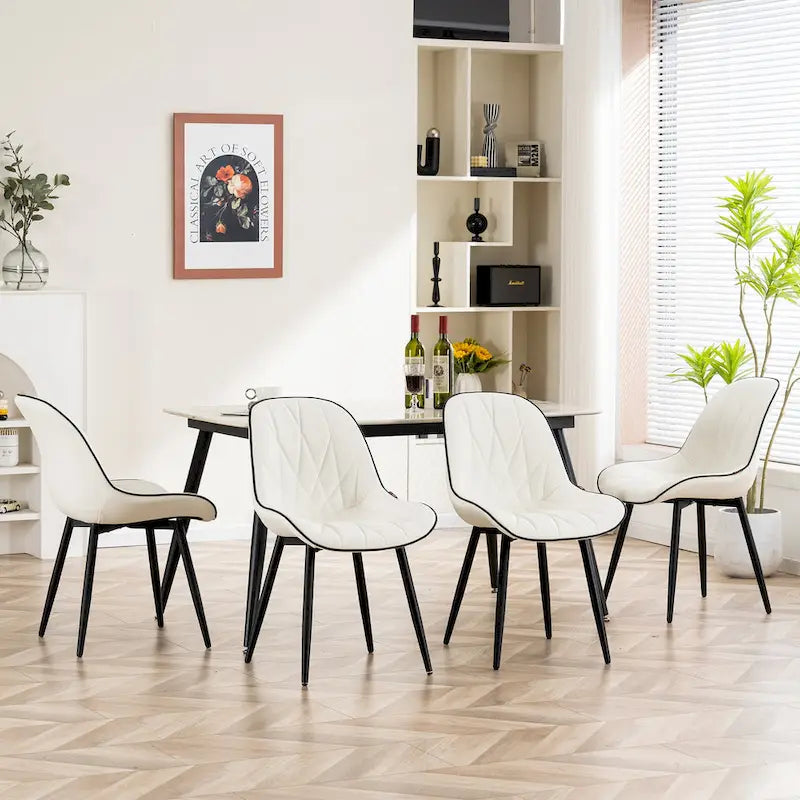 Chaises de salle à manger rembourrées, dossier mi-hauteur, lot de 2 – Gris / Blanc / Noir / Bleu / Marron / Kaki / Fauve / Vert avocat / Vert olive / Vert gris / Violet gris