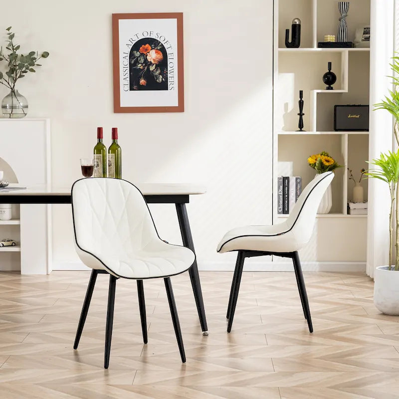 Chaises de salle à manger rembourrées, dossier mi-hauteur, lot de 2 – Gris / Blanc / Noir / Bleu / Marron / Kaki / Fauve / Vert avocat / Vert olive / Vert gris / Violet gris