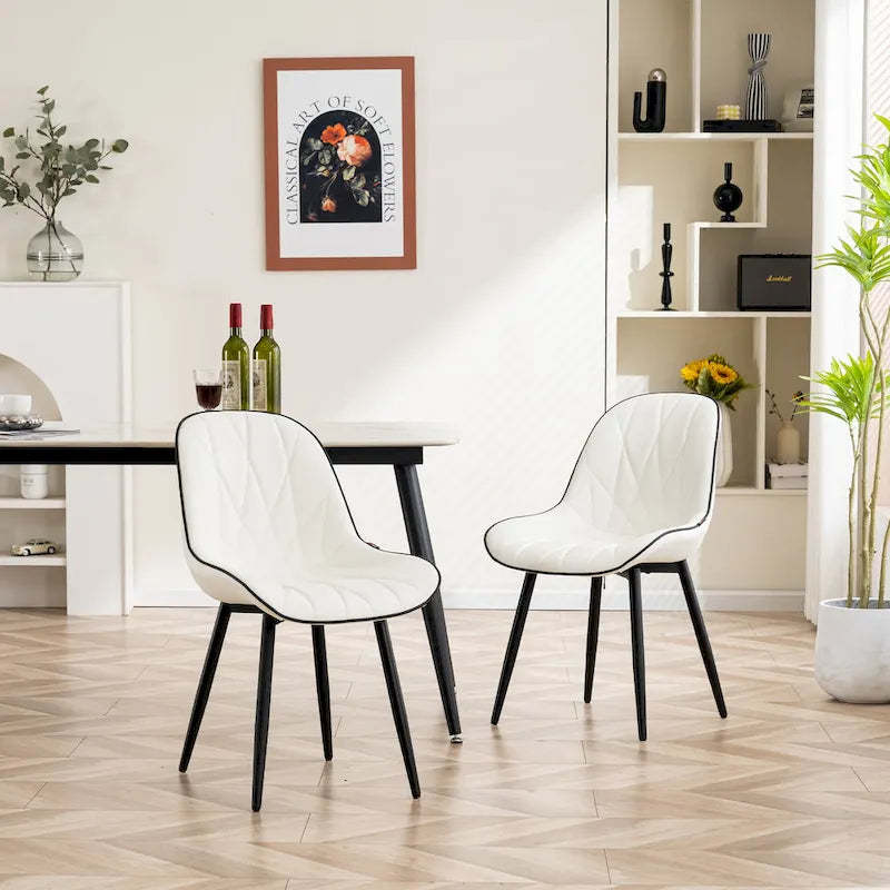 Chaises de salle à manger rembourrées, dossier mi-hauteur, lot de 2 – Gris / Blanc / Noir / Bleu / Marron / Kaki / Fauve / Vert avocat / Vert olive / Vert gris / Violet gris
