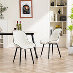 Chaises de salle à manger rembourrées, dossier mi-hauteur, lot de 2 – Gris / Blanc / Noir / Bleu / Marron / Kaki / Fauve / Vert avocat / Vert olive / Vert gris / Violet gris