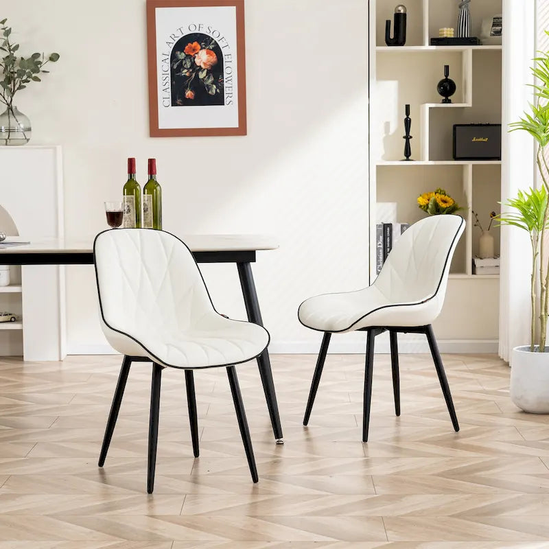 Chaises de salle à manger rembourrées, dossier mi-hauteur, lot de 2 – Gris / Blanc / Noir / Bleu / Marron / Kaki / Fauve / Vert avocat / Vert olive / Vert gris / Violet gris