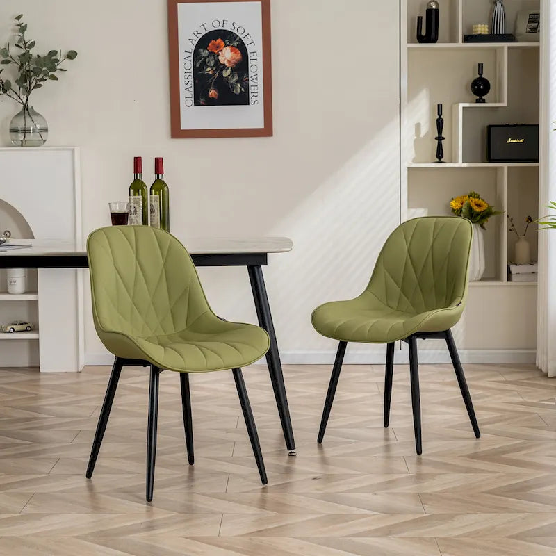 Chaises de salle à manger rembourrées, dossier mi-hauteur, lot de 2 – Gris / Blanc / Noir / Bleu / Marron / Kaki / Fauve / Vert avocat / Vert olive / Vert gris / Violet gris
