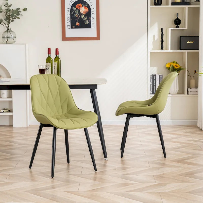 Chaises de salle à manger rembourrées, dossier mi-hauteur, lot de 2 – Gris / Blanc / Noir / Bleu / Marron / Kaki / Fauve / Vert avocat / Vert olive / Vert gris / Violet gris