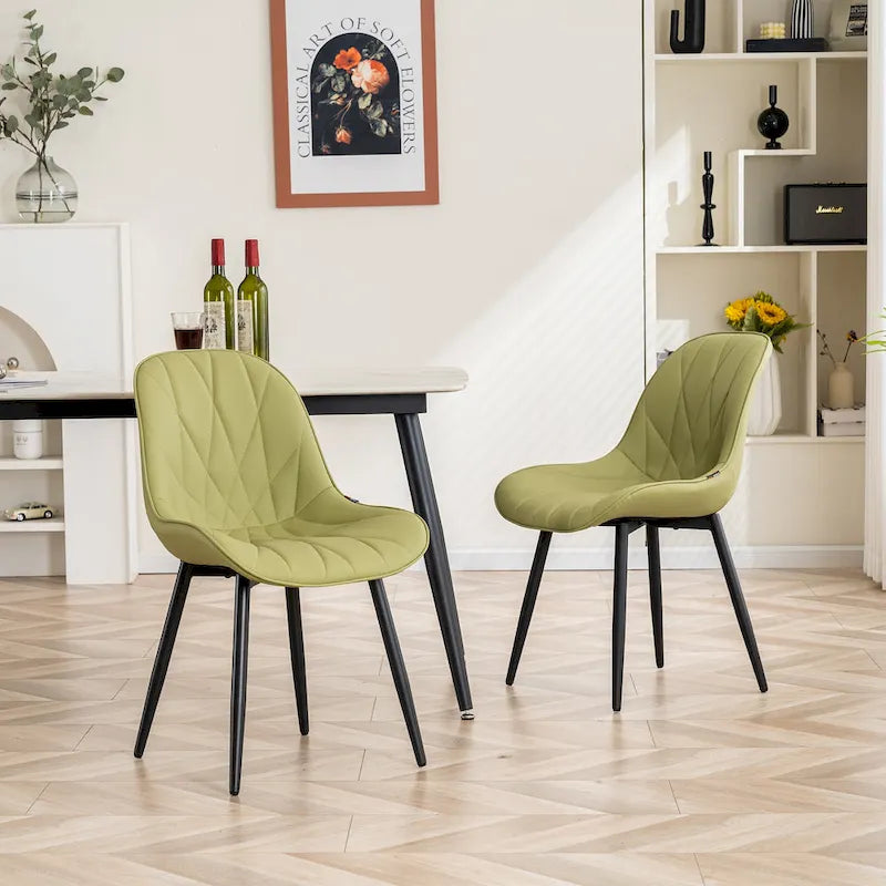 Chaises de salle à manger rembourrées, dossier mi-hauteur, lot de 2 – Gris / Blanc / Noir / Bleu / Marron / Kaki / Fauve / Vert avocat / Vert olive / Vert gris / Violet gris