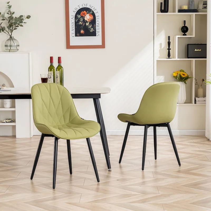Chaises de salle à manger rembourrées, dossier mi-hauteur, lot de 2 – Gris / Blanc / Noir / Bleu / Marron / Kaki / Fauve / Vert avocat / Vert olive / Vert gris / Violet gris