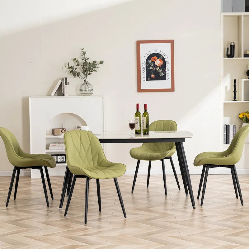 Chaises de salle à manger rembourrées, dossier mi-hauteur, lot de 2 – Gris / Blanc / Noir / Bleu / Marron / Kaki / Fauve / Vert avocat / Vert olive / Vert gris / Violet gris