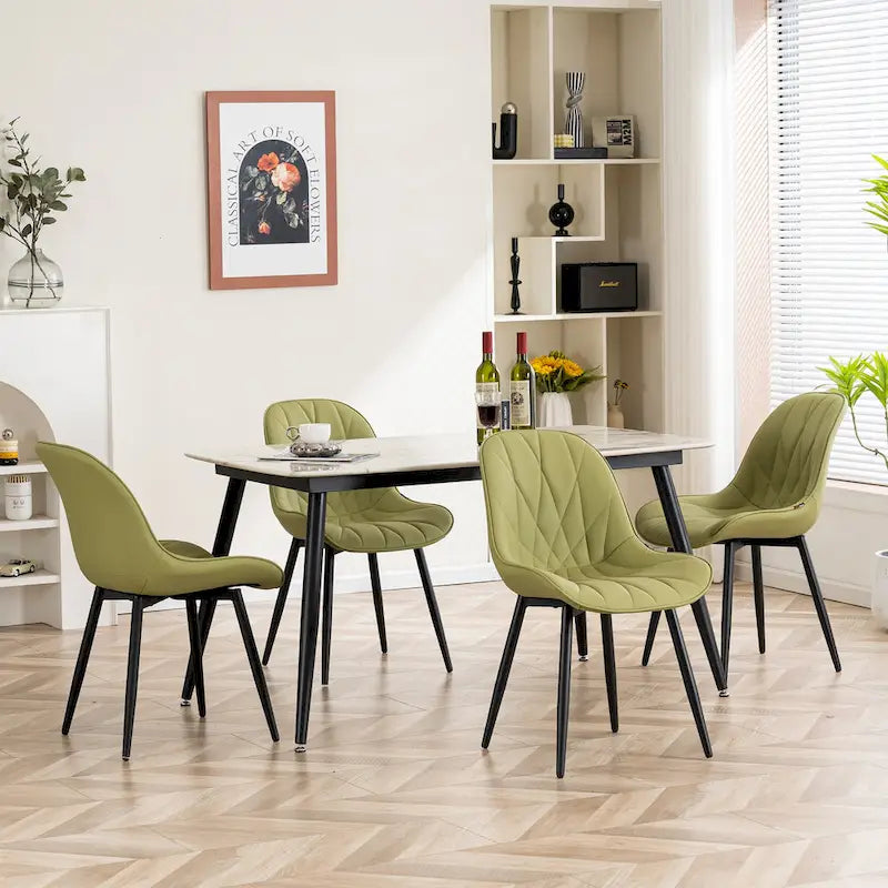 Chaises de salle à manger rembourrées, dossier mi-hauteur, lot de 2 – Gris / Blanc / Noir / Bleu / Marron / Kaki / Fauve / Vert avocat / Vert olive / Vert gris / Violet gris