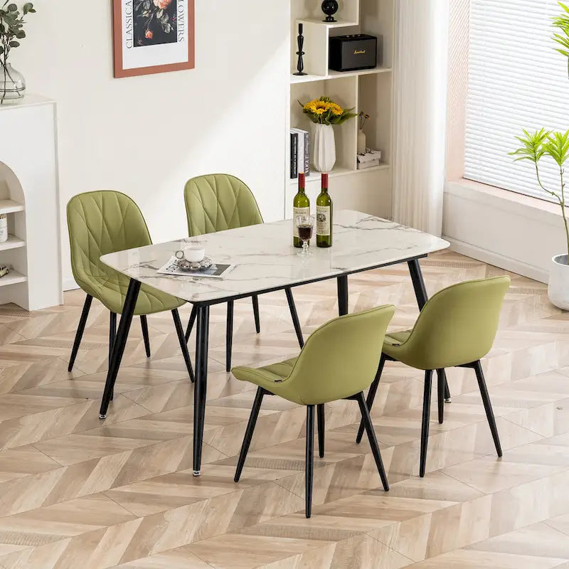 Chaises de salle à manger rembourrées, dossier mi-hauteur, lot de 2 – Gris / Blanc / Noir / Bleu / Marron / Kaki / Fauve / Vert avocat / Vert olive / Vert gris / Violet gris