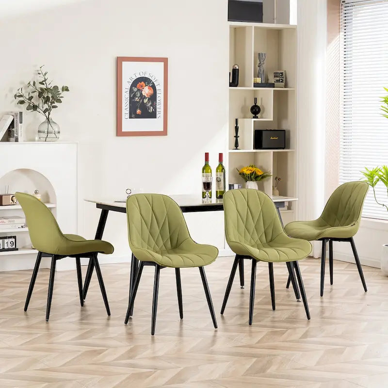 Chaises de salle à manger rembourrées, dossier mi-hauteur, lot de 2 – Gris / Blanc / Noir / Bleu / Marron / Kaki / Fauve / Vert avocat / Vert olive / Vert gris / Violet gris