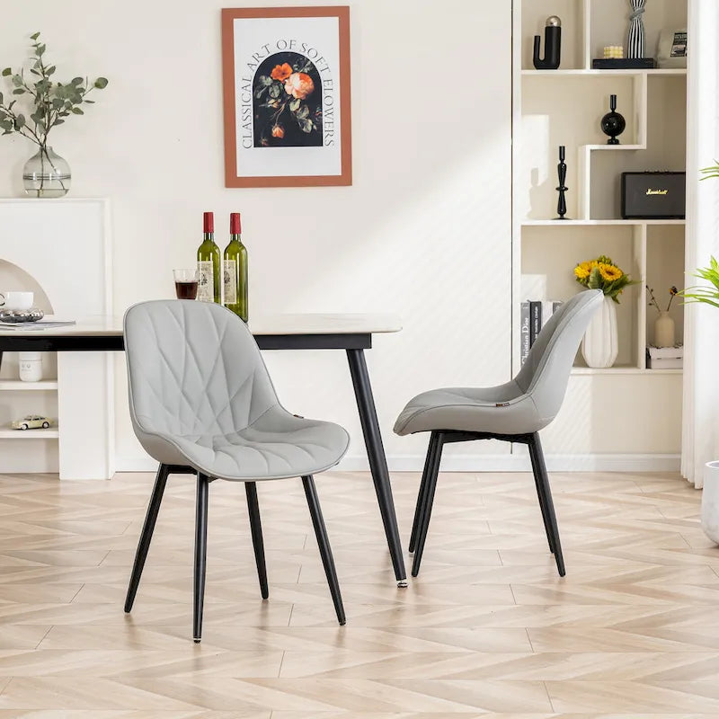 Chaises de salle à manger rembourrées, dossier mi-hauteur, lot de 2 – Gris / Blanc / Noir / Bleu / Marron / Kaki / Fauve / Vert avocat / Vert olive / Vert gris / Violet gris