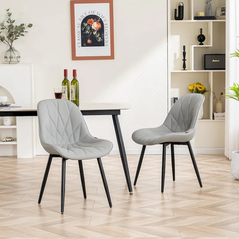 Chaises de salle à manger rembourrées, dossier mi-hauteur, lot de 2 – Gris / Blanc / Noir / Bleu / Marron / Kaki / Fauve / Vert avocat / Vert olive / Vert gris / Violet gris