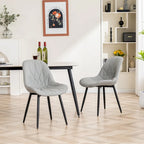 Chaises de salle à manger rembourrées, dossier mi-hauteur, lot de 2 – Gris / Blanc / Noir / Bleu / Marron / Kaki / Fauve / Vert avocat / Vert olive / Vert gris / Violet gris
